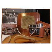  analoge camera in leder bruin hoesje groot cadeauzakje (Achterkant)