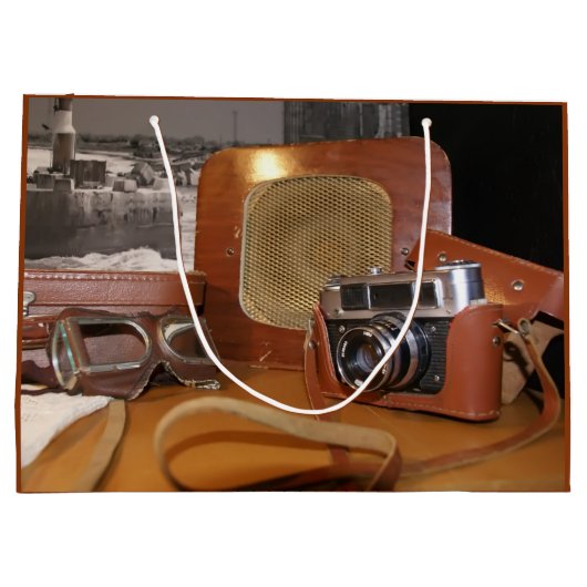 analoge camera in leder bruin hoesje groot cadeauzakje (Achterkant)