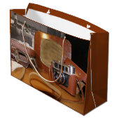  analoge camera in leder bruin hoesje groot cadeauzakje (Achterkant Gekanteld)