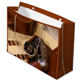  analoge camera in leder bruin hoesje groot cadeauzakje (Voorkant Gekanteld)