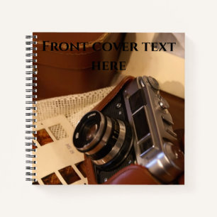  analoge camera in leder bruin hoesje notitieboek
