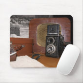  analoge camera-recorder en retro-radio muismat (Met muis)