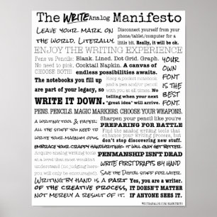 Analoge Manifesto schrijven Poster
