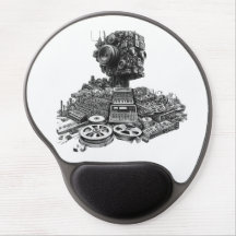 Analoge robotkop: modulair synth design mousepad