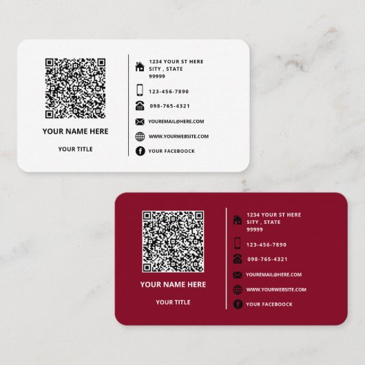 Analyse du code QR et Carte de visite de texte Cho (Devant / Derrière)