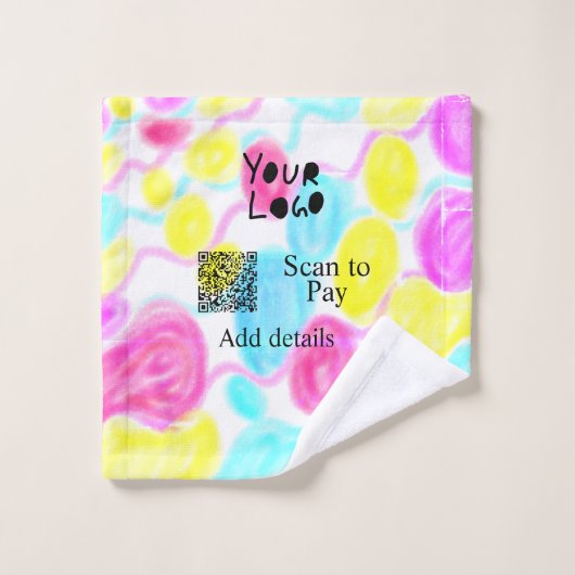 Analyser pour payer ajouter Q R logo de l'entrepri (Gant de toilette)