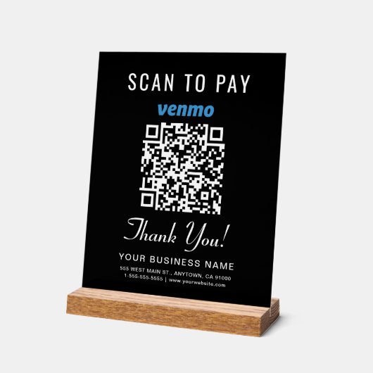 Analyser pour payer Venmo QR Code noir (Angle)