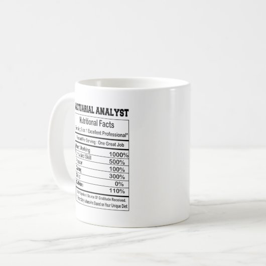 Analyste actuariel Valeur nutritive Café Mug (Devant gauche)
