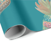 anananas kerstmanwrapping Aqua Cadeaupapier (Rol Hoek)