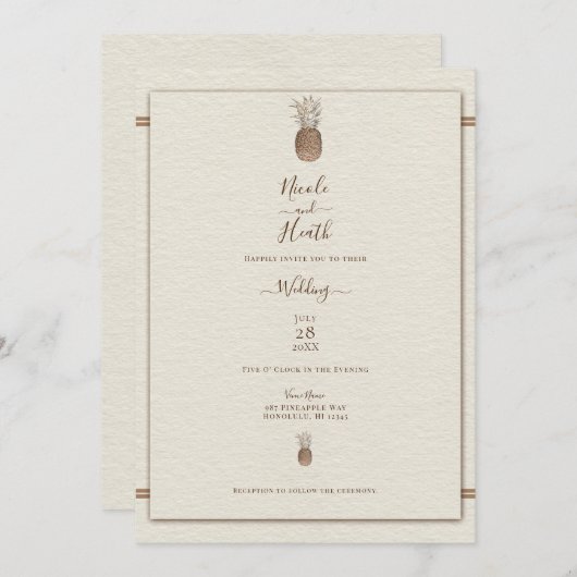  anananas Minimale elastische bruinbruidjes Kaart (Voorkant / Achterkant)