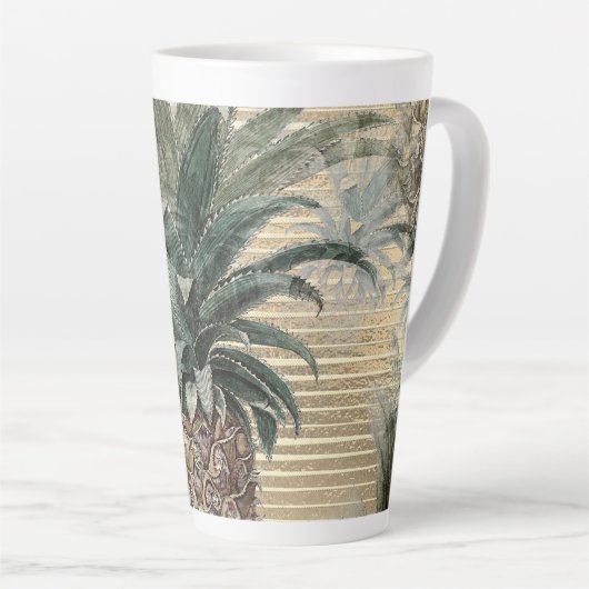 anananas op goudolie gestreept latte mok (Rechterhoek)