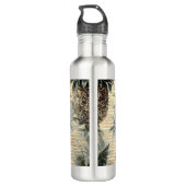 anananas op goudolie gestreept waterfles (Achterkant)