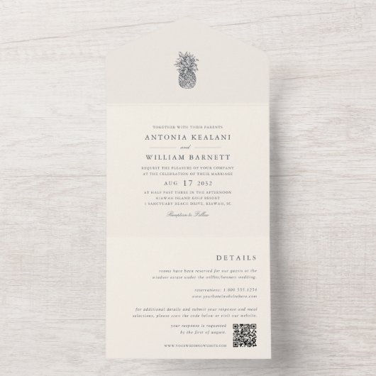  anananasbruiloft all in one uitnodiging (Binnen)