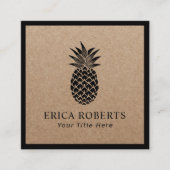  anananasminimalistisch Lijst Rustic Kraft Vierkante Visitekaartje (Voorkant)