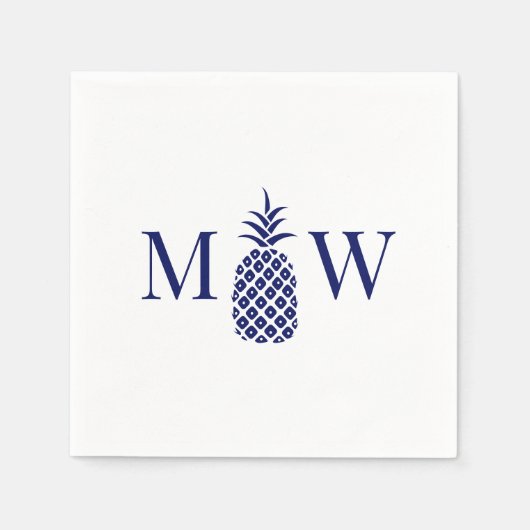 Ananas #11 Koppel 2 Initiaal Monogram Doe-het-zelf Servet (Voorkant)