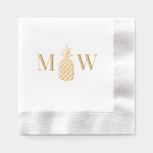 Ananas #11 Koppel 2 Initiaal Monogram Folie Servetten