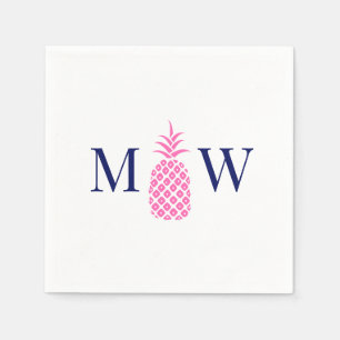 Ananas #11 Paar 2 Initiaal Monogram DIY Kleuren Servet