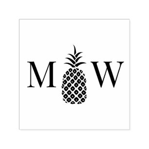 Ananas #11 Paar Bruiloft 2 Initiaal Monogram Zelfinktende Stempel