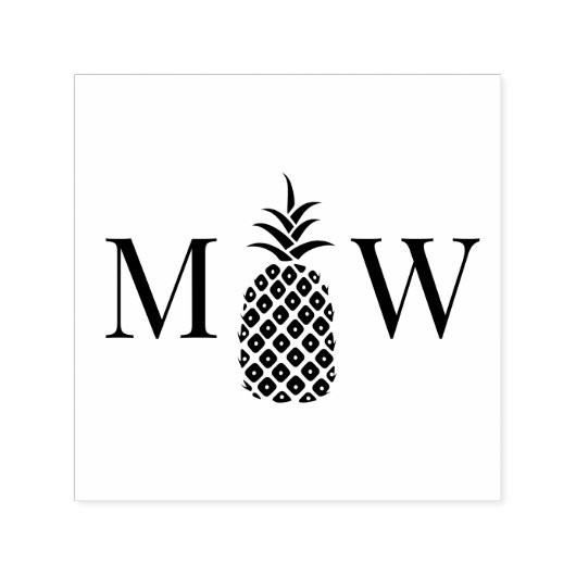 Ananas #11 Paar Bruiloft 2 Initiaal Monogram Zelfinktende Stempel (Design)