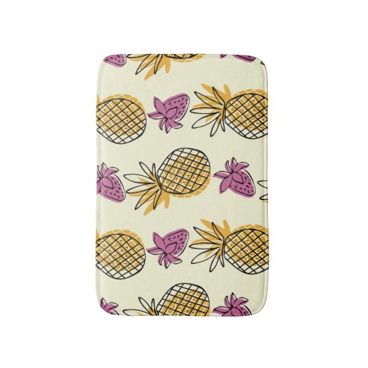 Ananas, aardbei textielontwerp. badmat (Voorkant Verticaal)