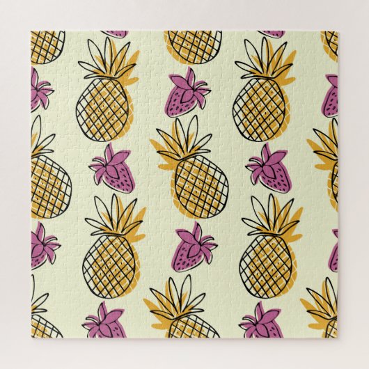 Ananas, aardbei  textielontwerp. legpuzzel (Verticaal)