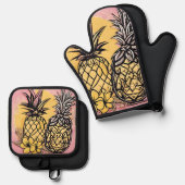 Ananas AI kunst Ovenwant & Pannenlap Set (Voorkant / Achterkant)