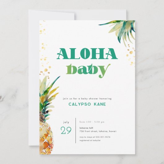 Ananas Aloha Baby Tropisch Baby shower Kaart (Voorkant)