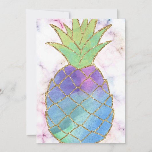 Ananas Aloha Glitter Tropisch Goud Baby shower Kaart (Achterkant)