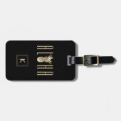 Ananas Aloha Tropical Gold Monogram Black Bagagelabel (Voorkant horizontaal)