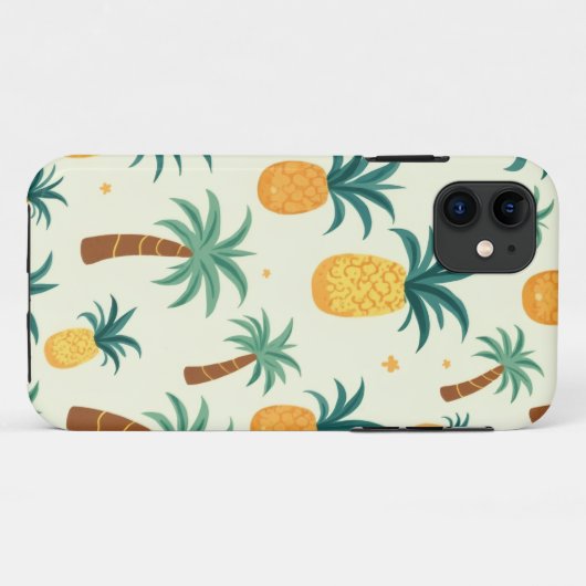 Ananas & arbre motif design iphone 11 coques (Dos (Horizontal))