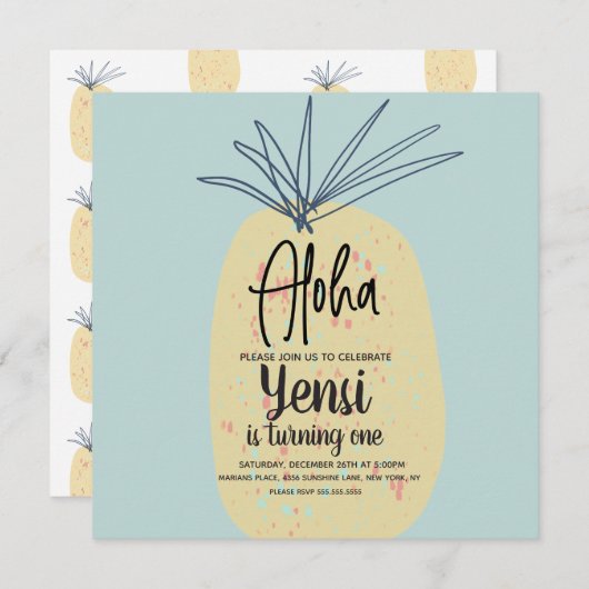 ananas Art Birthday Tropical Summer Aloha (Voorkant / Achterkant)