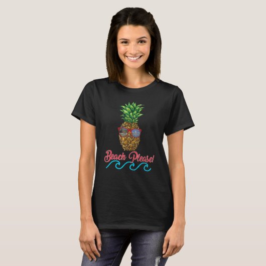 Ananas Beach alsjeblieft Ananas met een zonnebril T-shirt (Voorkant volledig)