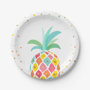 Ananas Birthday Paper Borden Tropische Luau Gold Papieren Bordje