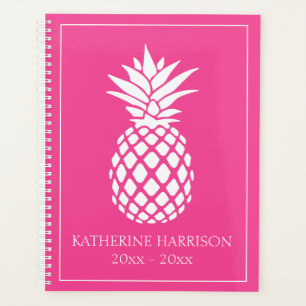 Ananas blanc chic sur fond rose