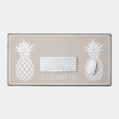 Ananas blanc préppy sur beige (Clavier et souris)