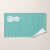 Ananas blanc sur Turquoise (Serviette à main)