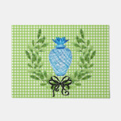Ananas Blauw en Witte Ginger Jar Deurmat (Voorkant)