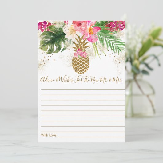 Ananas Bloem Bruidsdouche Advieskaarten Kaart (Staand voorkant)