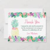 Ananas Bloemen Roze Goud Verjaardag Bedankkaart (Voorkant)