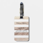 Ananas bloemig goud gestreept bagagelabel (Achterkant verticaal)