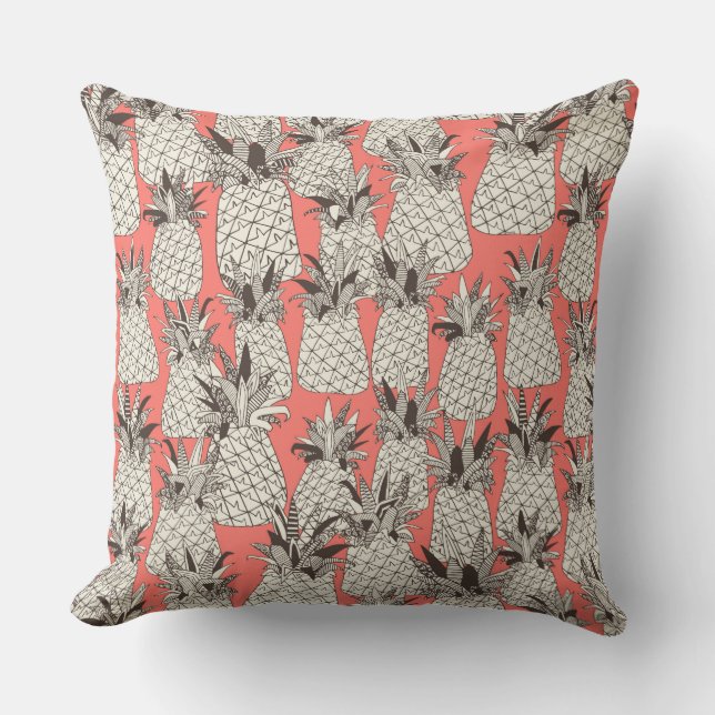 ananas blush koraal kussen (Voorkant)
