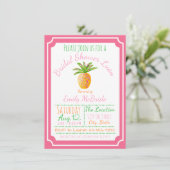 Ananas Bruidsfeest Uitnodiging Roze Bries (Staand voorkant)