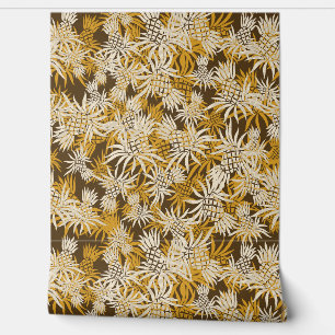 Ananas Camo Hawaiian Tropical - Goud Behang