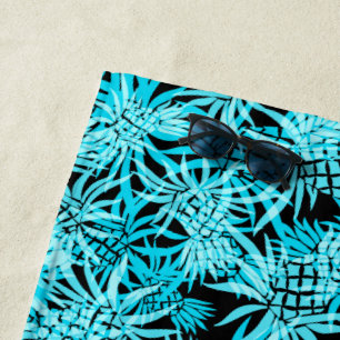 Ananas Camo Hawaiian Tropisch - zwart en turquoise Strandlaken