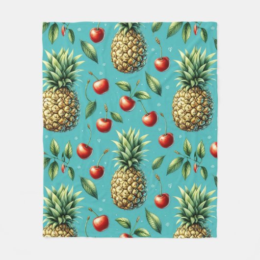 Ananas Cherry Bliss Fleece Deken (Voorkant)
