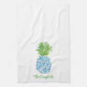 Ananas Chinoiserie Blauw Wit Preppy Custom Theedoek (Verticaal)
