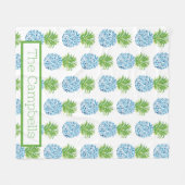 Ananas Chinoiserie Blue White Preppy Name Fleece Deken (Voorkant (Horizontaal))