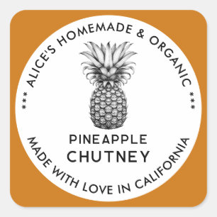Ananas chutney label in zwart en wit