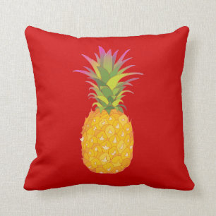 Ananas - coussin tropical rouge