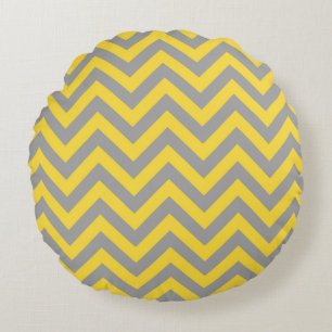 Ananas, Dark Grey Large Chevron ZigZag Pattern Rond Kussen